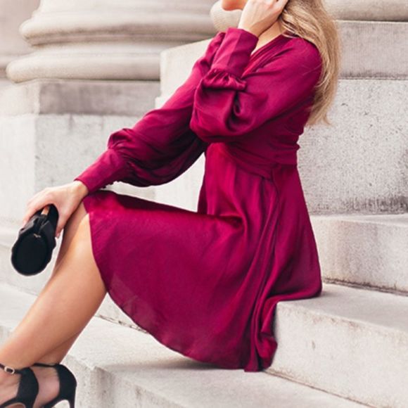 𝅺bardot Claire Twist Front Mini Dress Deep Red Nwt - Picture 5 of 9